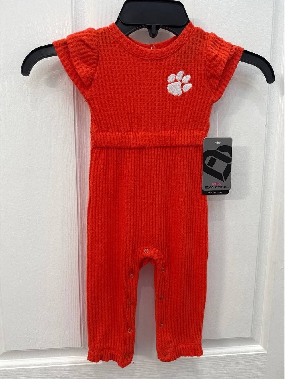 Colosseum Girls Clemson Baby Waffle Knit Romper Orange Size T
